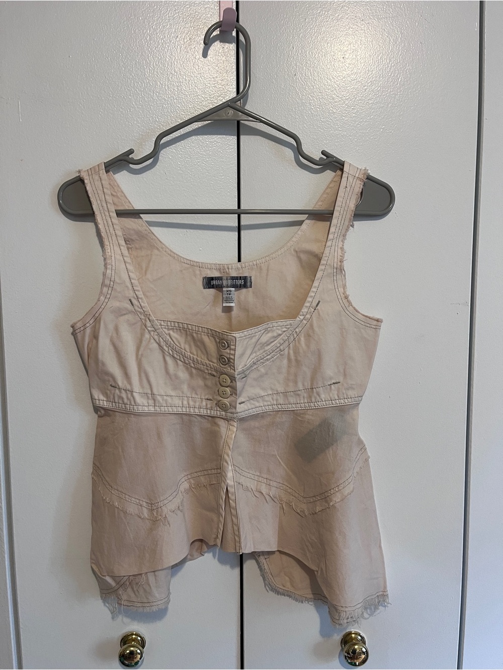 Urban Outfitters Peplum Camisole Tank Top Beige Raw Hem XS
